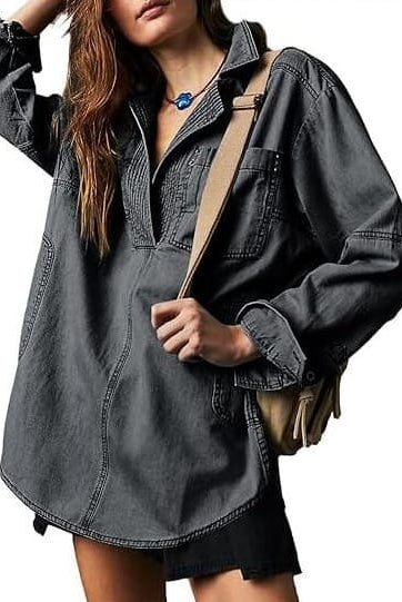 Rodeo Muse Denim Long Sleeve Top-Long Sleeve Tops-Krush Kandy, Women's Online Fashion Boutique Located in Phoenix, Arizona (Scottsdale Area)