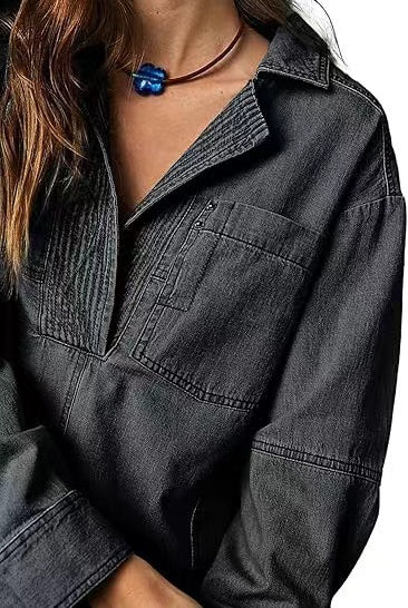 Rodeo Muse Denim Long Sleeve Top-Long Sleeve Tops-Krush Kandy, Women's Online Fashion Boutique Located in Phoenix, Arizona (Scottsdale Area)