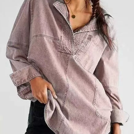 Rodeo Muse Denim Long Sleeve Top-Long Sleeve Tops-Krush Kandy, Women's Online Fashion Boutique Located in Phoenix, Arizona (Scottsdale Area)