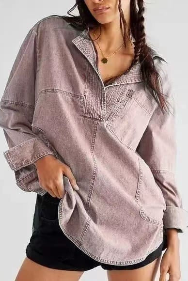 Rodeo Muse Denim Long Sleeve Top-Long Sleeve Tops-Krush Kandy, Women's Online Fashion Boutique Located in Phoenix, Arizona (Scottsdale Area)