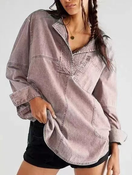 Rodeo Muse Denim Long Sleeve Top-Long Sleeve Tops-Krush Kandy, Women's Online Fashion Boutique Located in Phoenix, Arizona (Scottsdale Area)