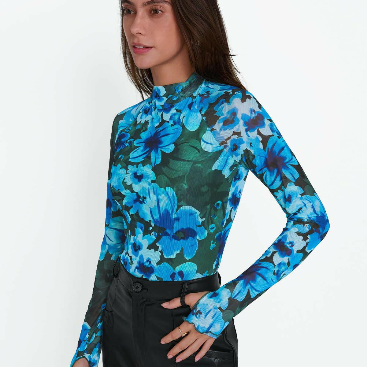 Second Skin Mesh Mock Neck Top-Tops-Krush Kandy, Women's Online Fashion Boutique Located in Phoenix, Arizona (Scottsdale Area)