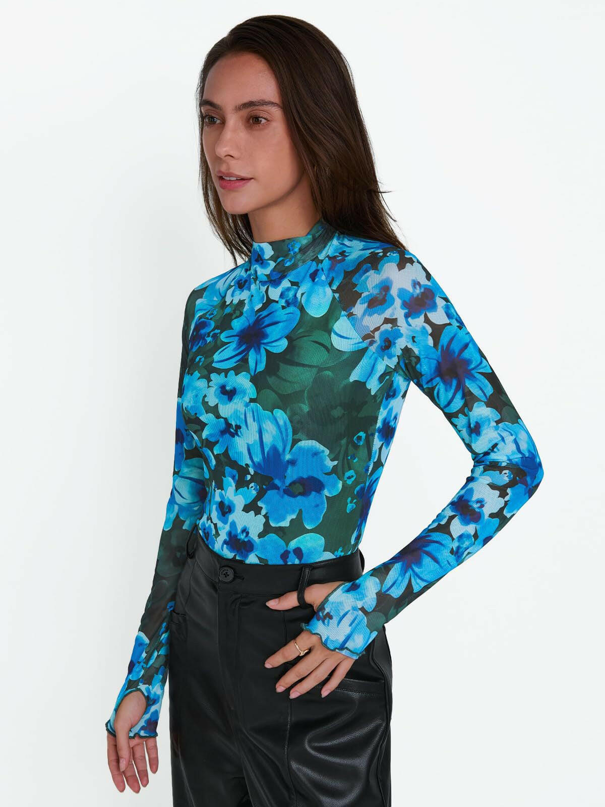 Second Skin Mesh Mock Neck Top-Tops-Krush Kandy, Women's Online Fashion Boutique Located in Phoenix, Arizona (Scottsdale Area)
