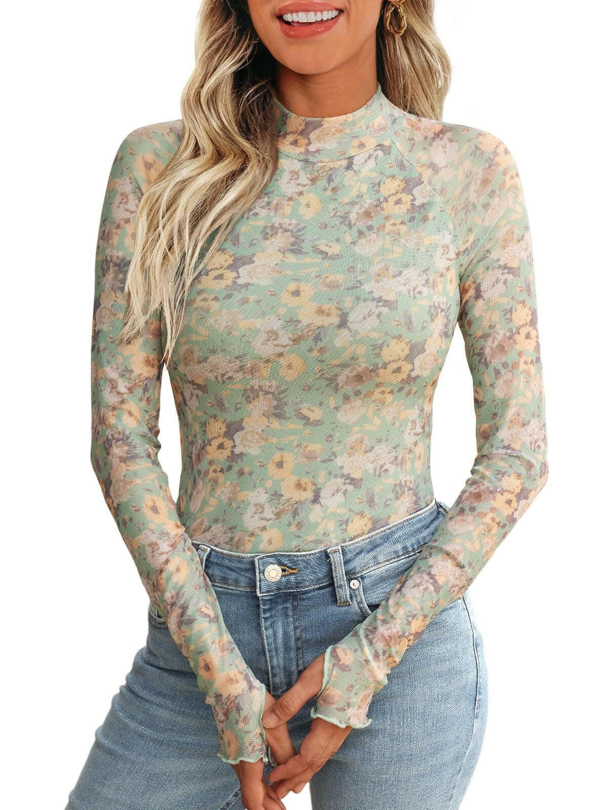 Meadow Mist Mesh Long Sleeve Top-Tops-Krush Kandy, Women's Online Fashion Boutique Located in Phoenix, Arizona (Scottsdale Area)
