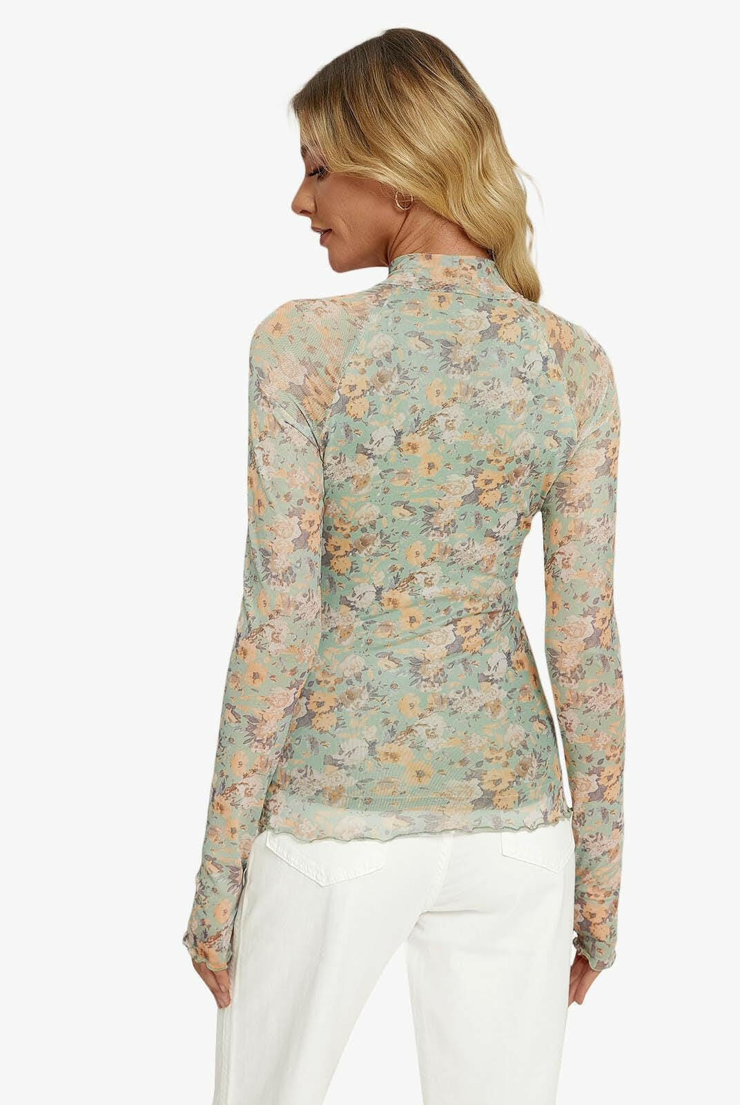 Meadow Mist Mesh Long Sleeve Top-Tops-Krush Kandy, Women's Online Fashion Boutique Located in Phoenix, Arizona (Scottsdale Area)