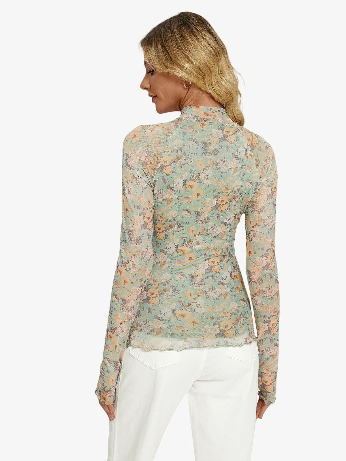 Meadow Mist Mesh Long Sleeve Top-Tops-Krush Kandy, Women's Online Fashion Boutique Located in Phoenix, Arizona (Scottsdale Area)