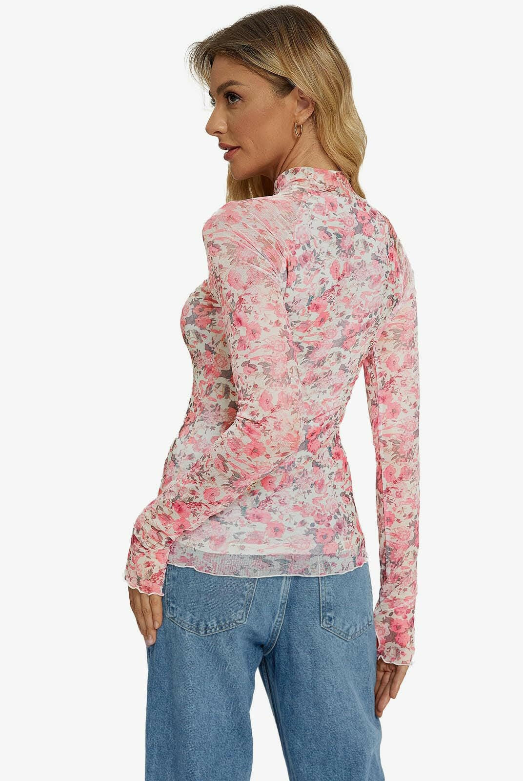 Soft Blossom Mesh Long Sleeve Top-Tops-Krush Kandy, Women's Online Fashion Boutique Located in Phoenix, Arizona (Scottsdale Area)