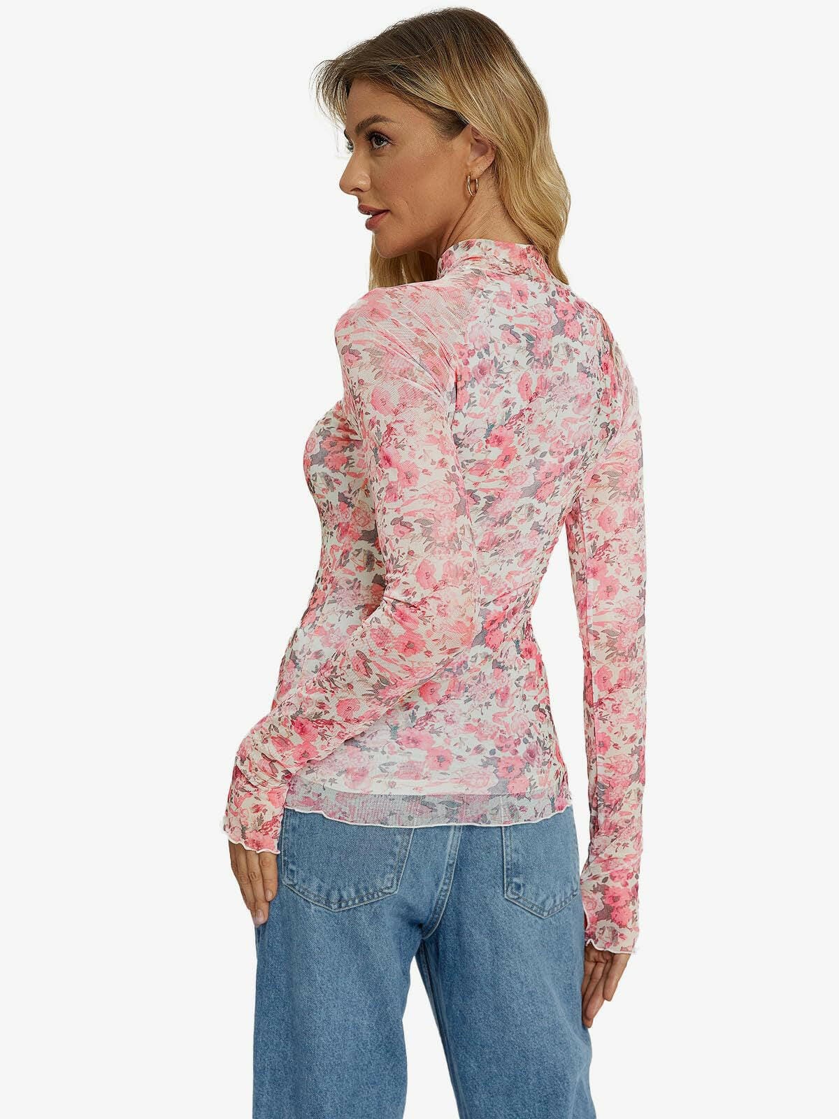 Soft Blossom Mesh Long Sleeve Top-Tops-Krush Kandy, Women's Online Fashion Boutique Located in Phoenix, Arizona (Scottsdale Area)