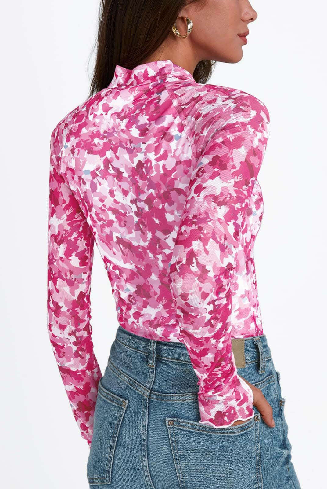 Pink Petal Rush Mesh Long Sleeve Top-Tops-Krush Kandy, Women's Online Fashion Boutique Located in Phoenix, Arizona (Scottsdale Area)