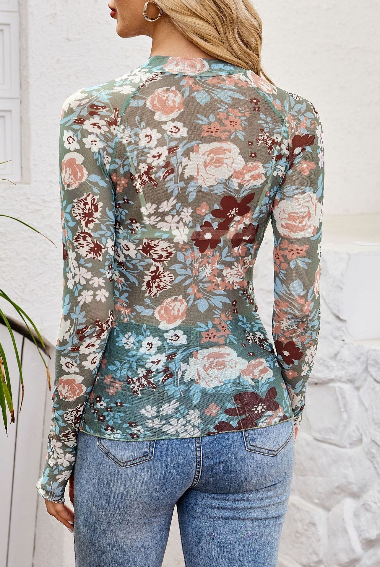 Sheer Floral Long Sleeve Top-Cardigan-Krush Kandy, Women's Online Fashion Boutique Located in Phoenix, Arizona (Scottsdale Area)