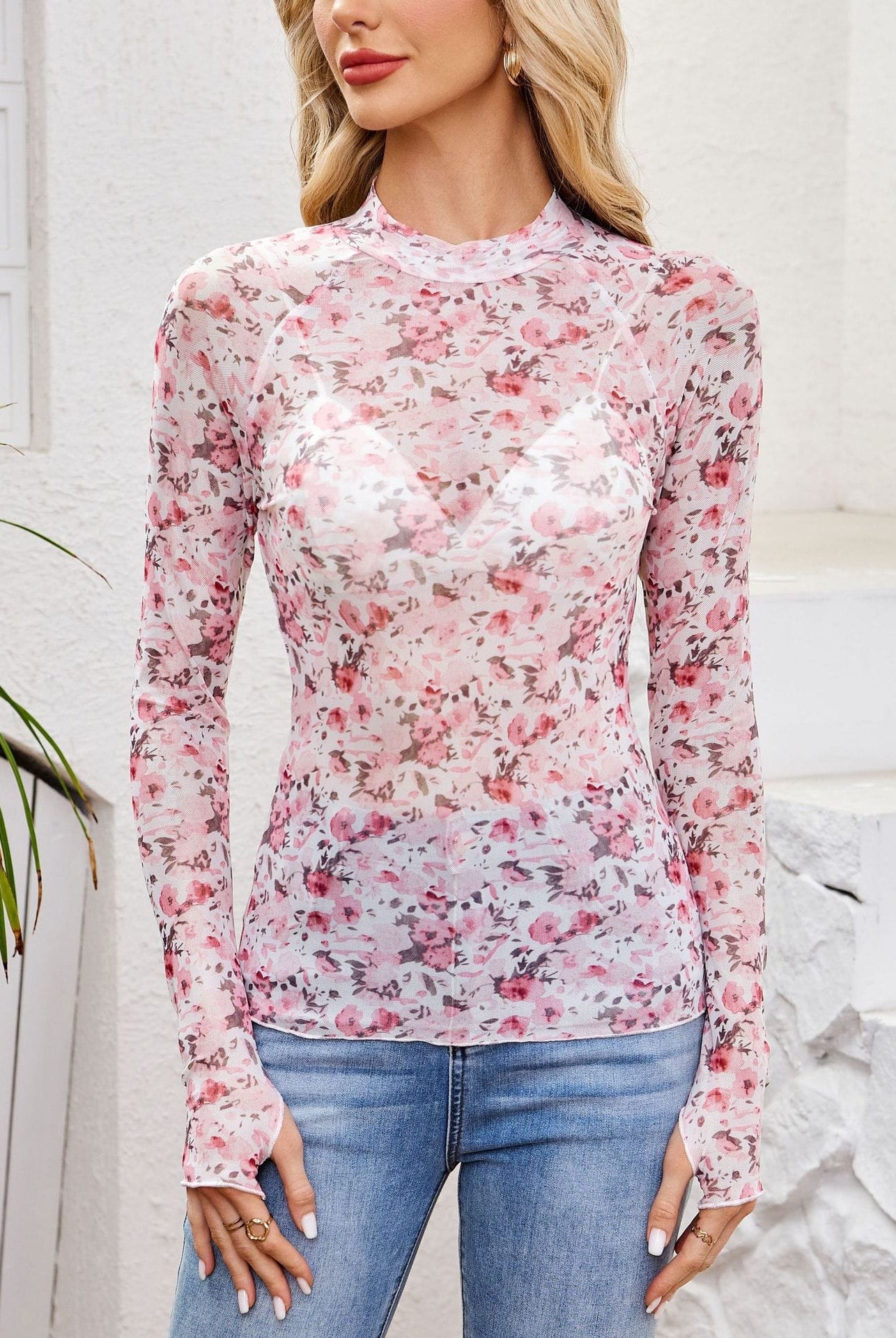 Sheer Floral Long Sleeve Top-Cardigan-Krush Kandy, Women's Online Fashion Boutique Located in Phoenix, Arizona (Scottsdale Area)