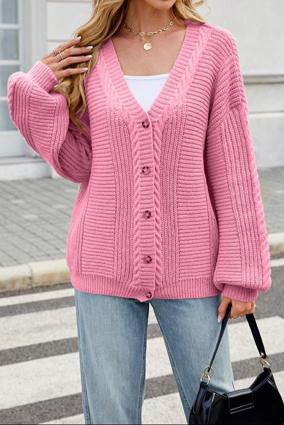 Pretty In Pink Button Cardigan-Tops-Krush Kandy, Women's Online Fashion Boutique Located in Phoenix, Arizona (Scottsdale Area)