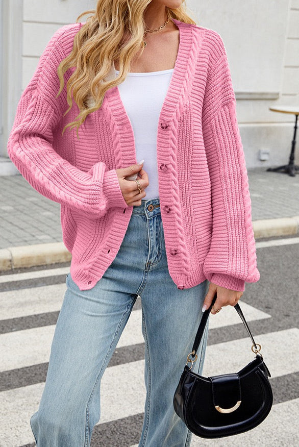 Pretty In Pink Button Cardigan-Tops-Krush Kandy, Women's Online Fashion Boutique Located in Phoenix, Arizona (Scottsdale Area)