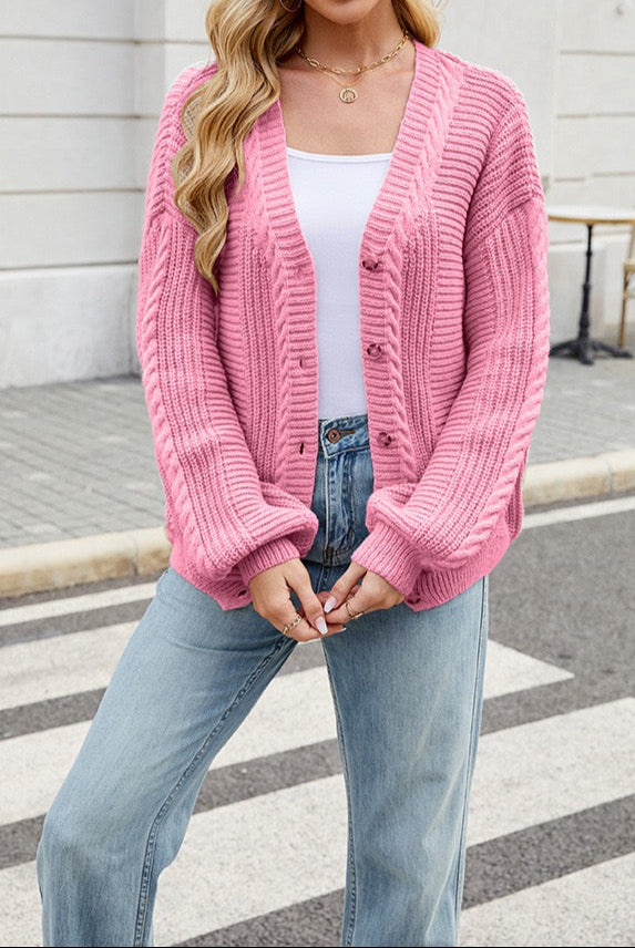 Pretty In Pink Button Cardigan-Tops-Krush Kandy, Women's Online Fashion Boutique Located in Phoenix, Arizona (Scottsdale Area)