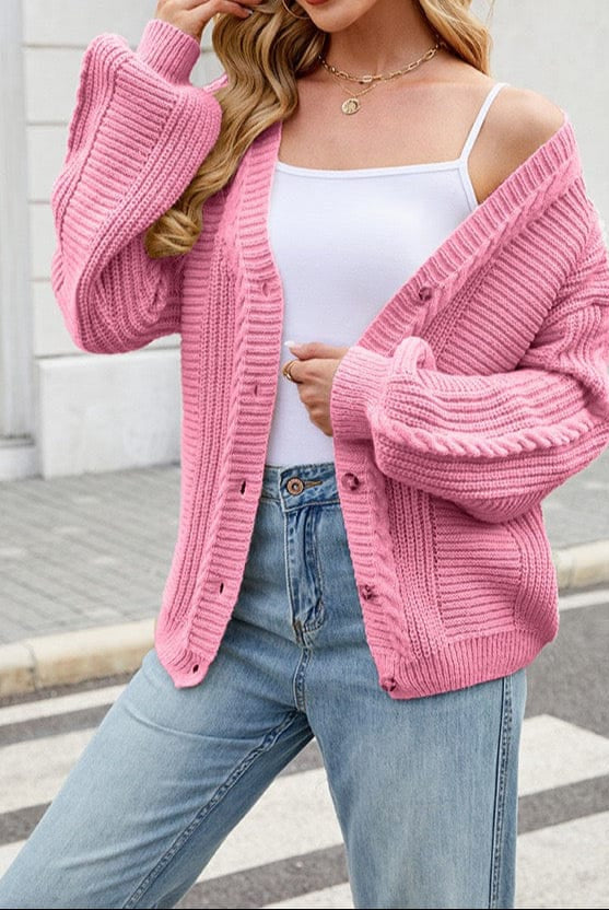Pretty In Pink Button Cardigan-Tops-Krush Kandy, Women's Online Fashion Boutique Located in Phoenix, Arizona (Scottsdale Area)