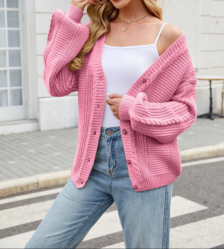 Pretty In Pink Button Cardigan-Tops-Krush Kandy, Women's Online Fashion Boutique Located in Phoenix, Arizona (Scottsdale Area)