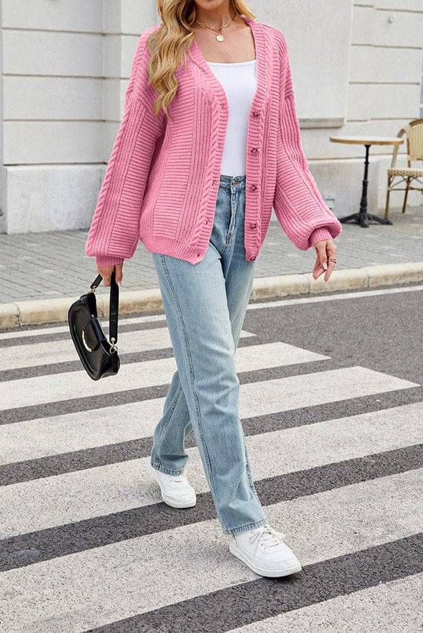 Pretty In Pink Button Cardigan-Tops-Krush Kandy, Women's Online Fashion Boutique Located in Phoenix, Arizona (Scottsdale Area)