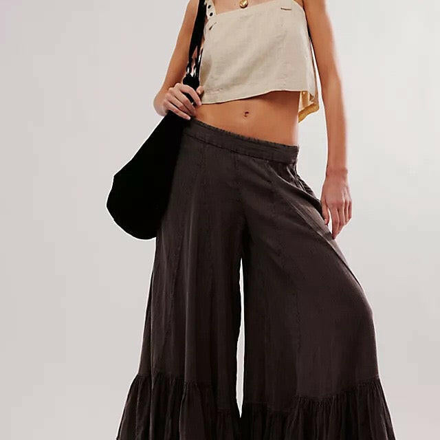 Willow Breeze Wide-Leg Boho Ruffle Pants-Pants-Krush Kandy, Women's Online Fashion Boutique Located in Phoenix, Arizona (Scottsdale Area)