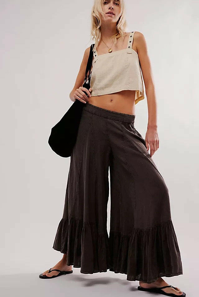 Willow Breeze Wide-Leg Boho Ruffle Pants-Pants-Krush Kandy, Women's Online Fashion Boutique Located in Phoenix, Arizona (Scottsdale Area)
