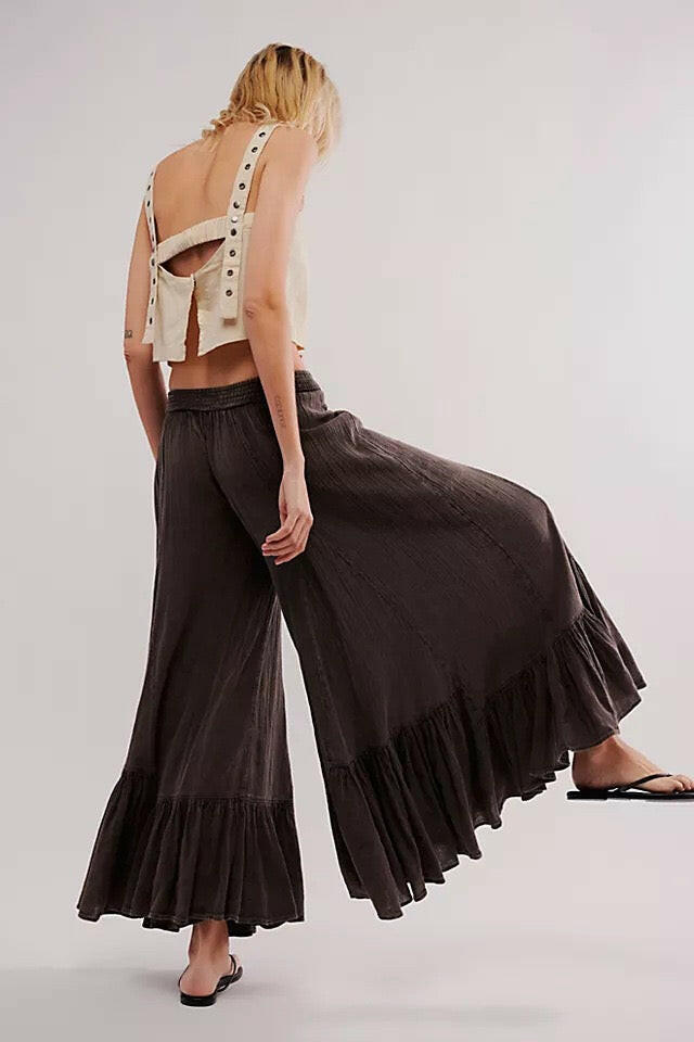 Willow Breeze Wide-Leg Boho Ruffle Pants-Pants-Krush Kandy, Women's Online Fashion Boutique Located in Phoenix, Arizona (Scottsdale Area)