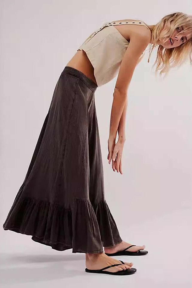 Willow Breeze Wide-Leg Boho Ruffle Pants-Pants-Krush Kandy, Women's Online Fashion Boutique Located in Phoenix, Arizona (Scottsdale Area)