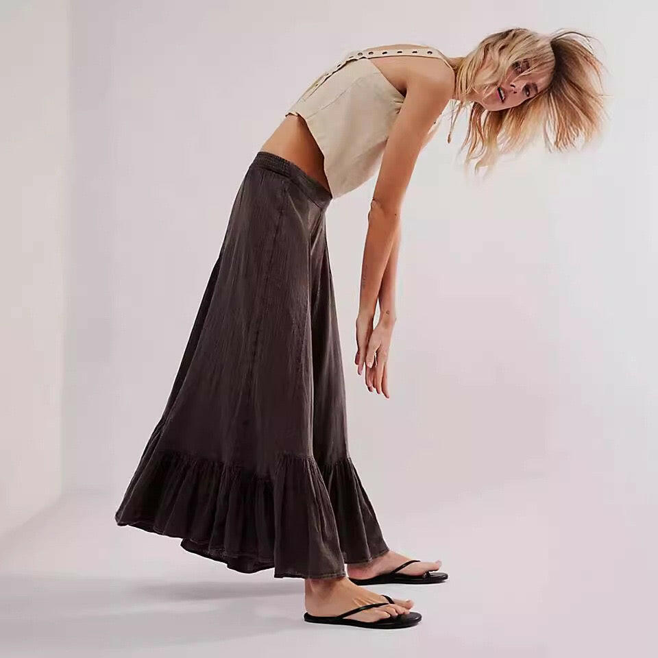 Willow Breeze Wide-Leg Boho Ruffle Pants-Pants-Krush Kandy, Women's Online Fashion Boutique Located in Phoenix, Arizona (Scottsdale Area)