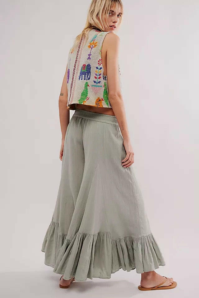 Willow Breeze Wide-Leg Boho Ruffle Pants-Pants-Krush Kandy, Women's Online Fashion Boutique Located in Phoenix, Arizona (Scottsdale Area)