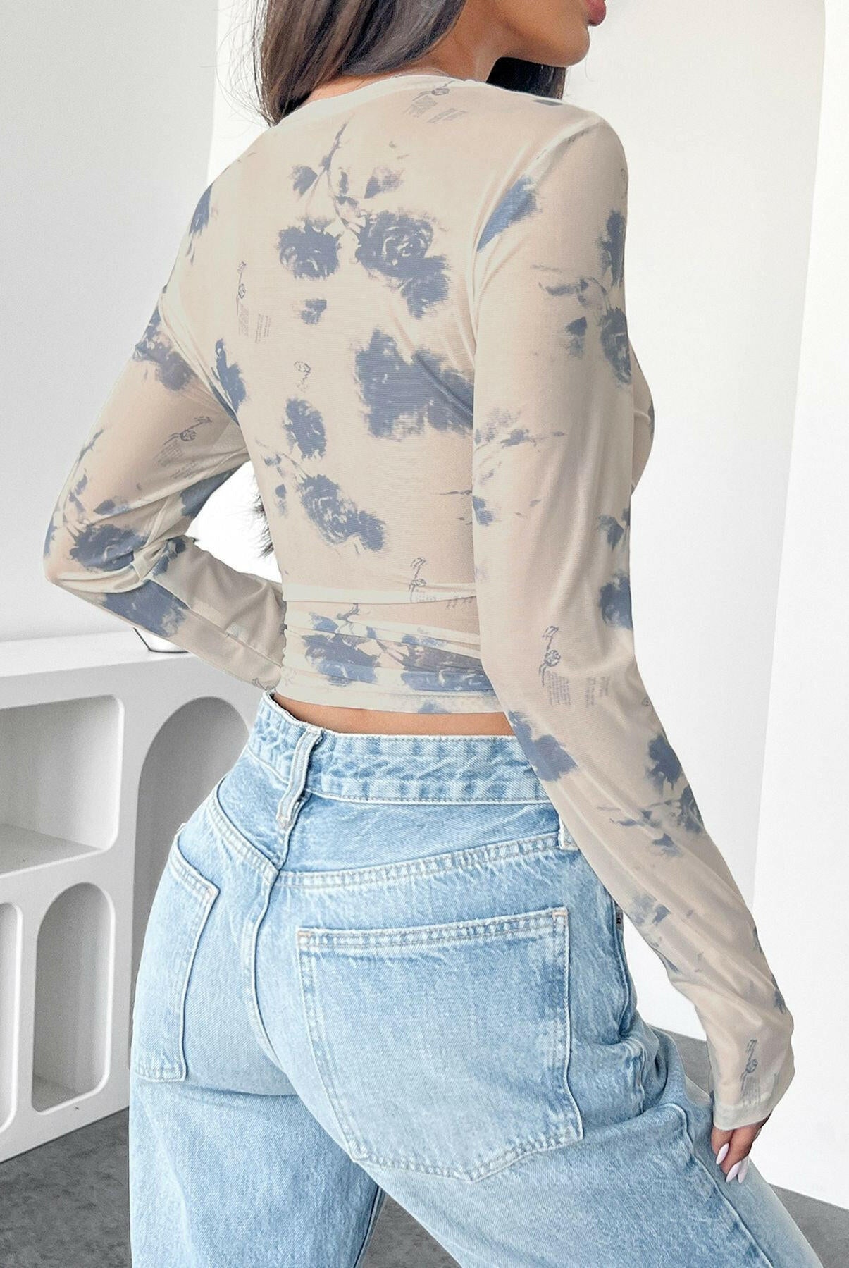 Cloud Wash Mesh Long Sleeve Top-Tops-Krush Kandy, Women's Online Fashion Boutique Located in Phoenix, Arizona (Scottsdale Area)