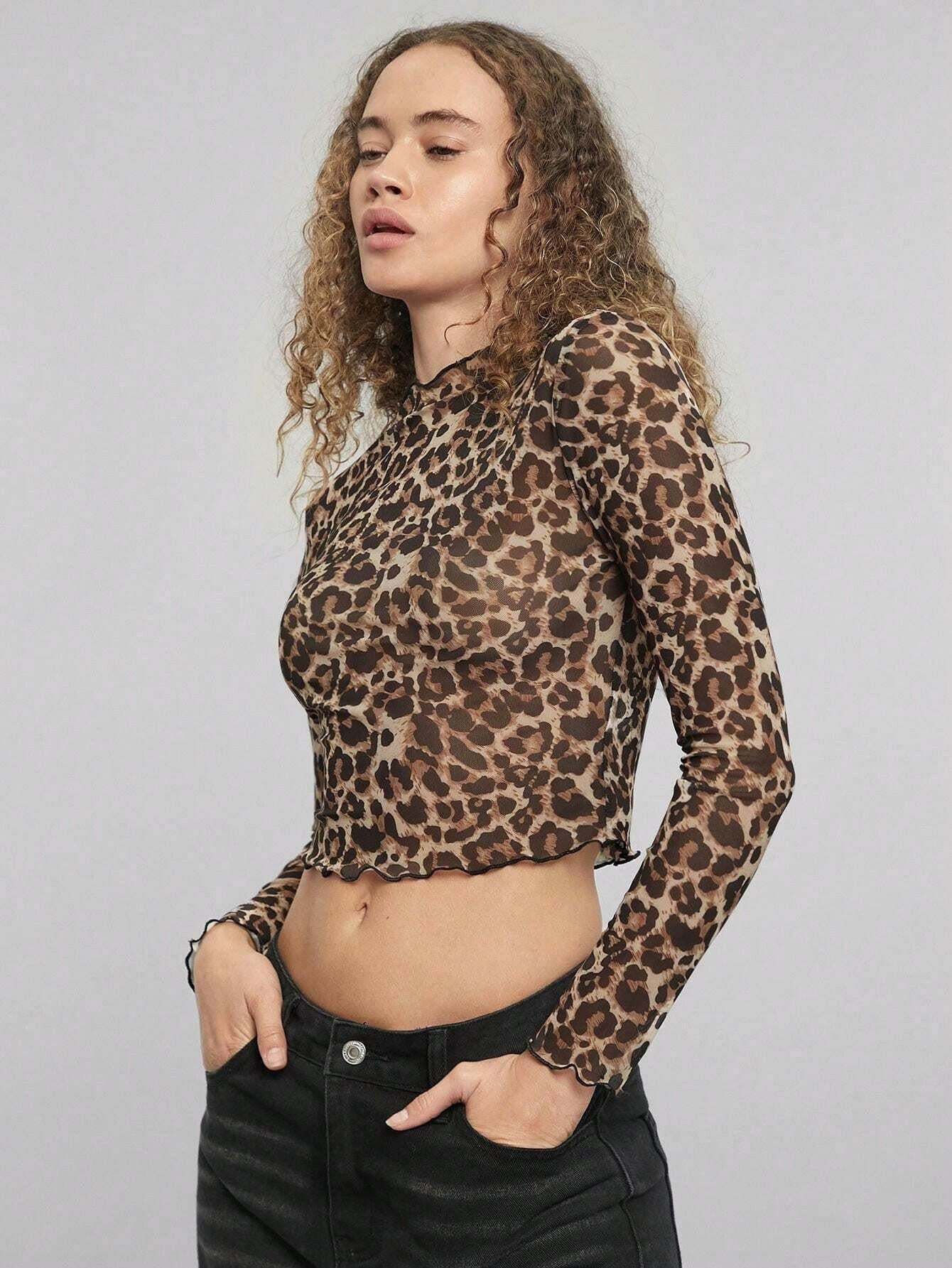 Untamed Mesh Leopard Top-Long Sleeve Tops-Krush Kandy, Women's Online Fashion Boutique Located in Phoenix, Arizona (Scottsdale Area)