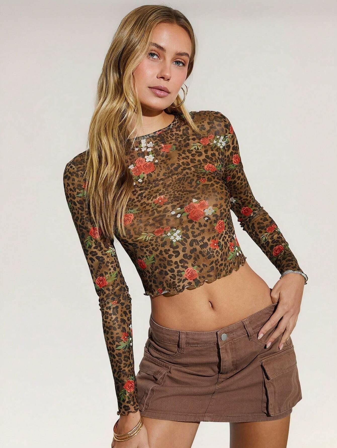 Wild Rose Mesh Long Sleeve Top-Long Sleeve Tops-Krush Kandy, Women's Online Fashion Boutique Located in Phoenix, Arizona (Scottsdale Area)