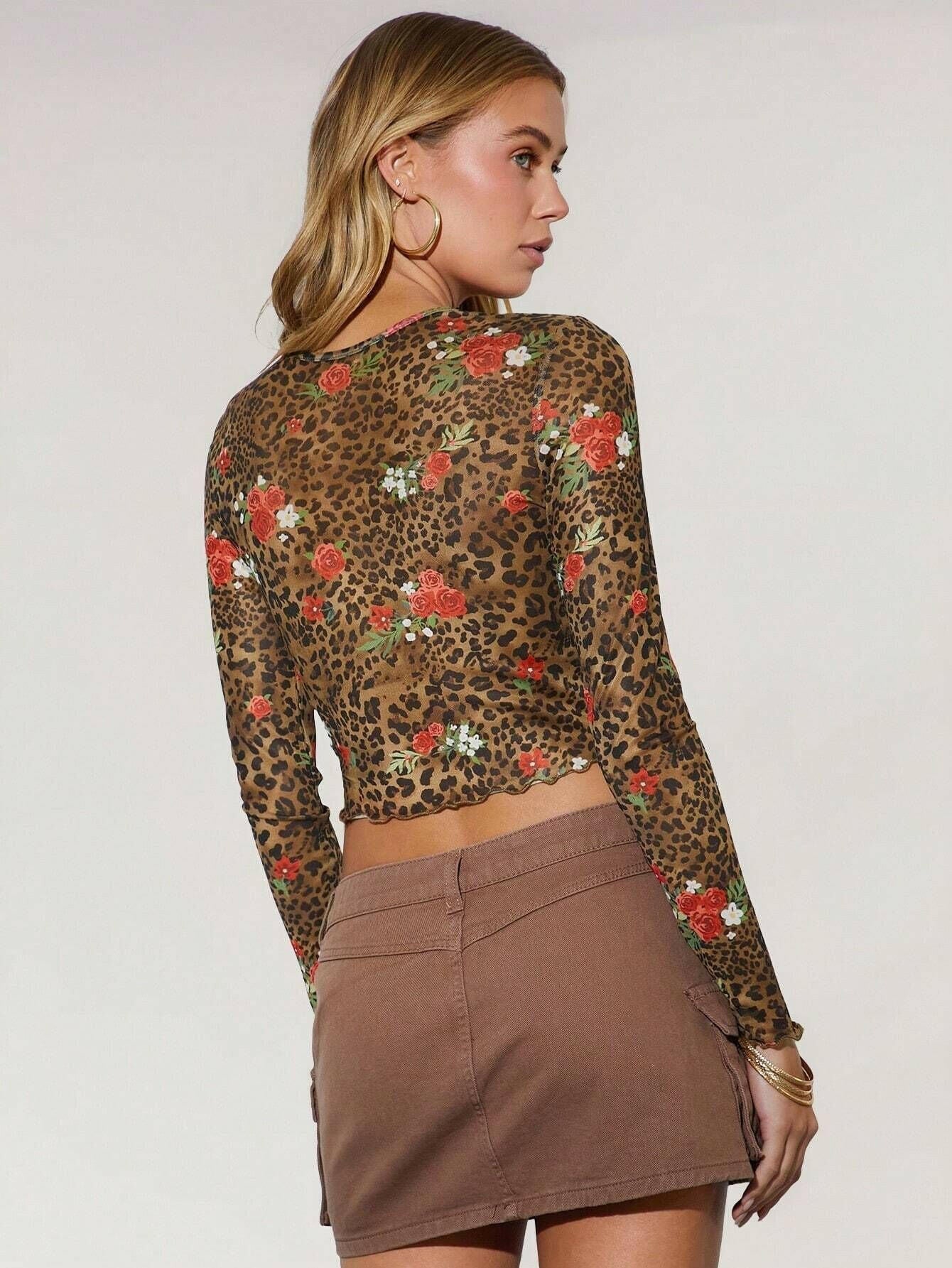 Wild Rose Mesh Long Sleeve Top-Long Sleeve Tops-Krush Kandy, Women's Online Fashion Boutique Located in Phoenix, Arizona (Scottsdale Area)