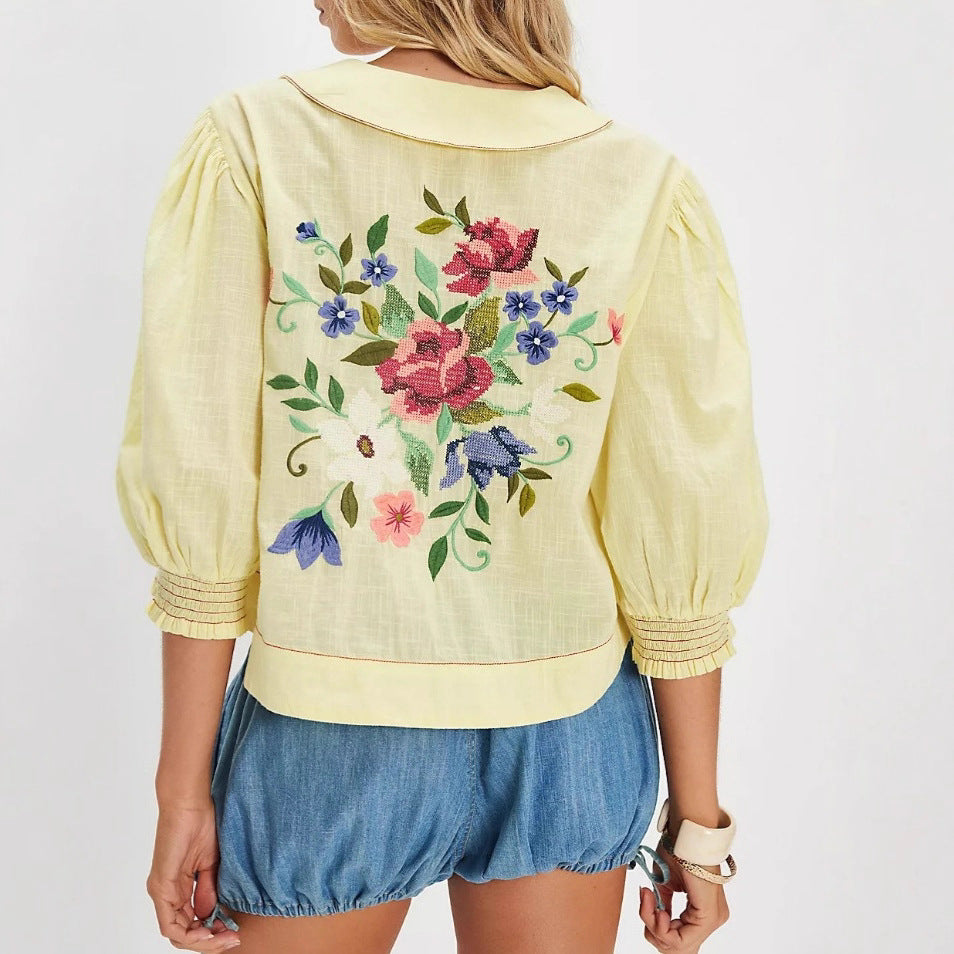Floral Embroidered Blouse-Jacket-Krush Kandy, Women's Online Fashion Boutique Located in Phoenix, Arizona (Scottsdale Area)