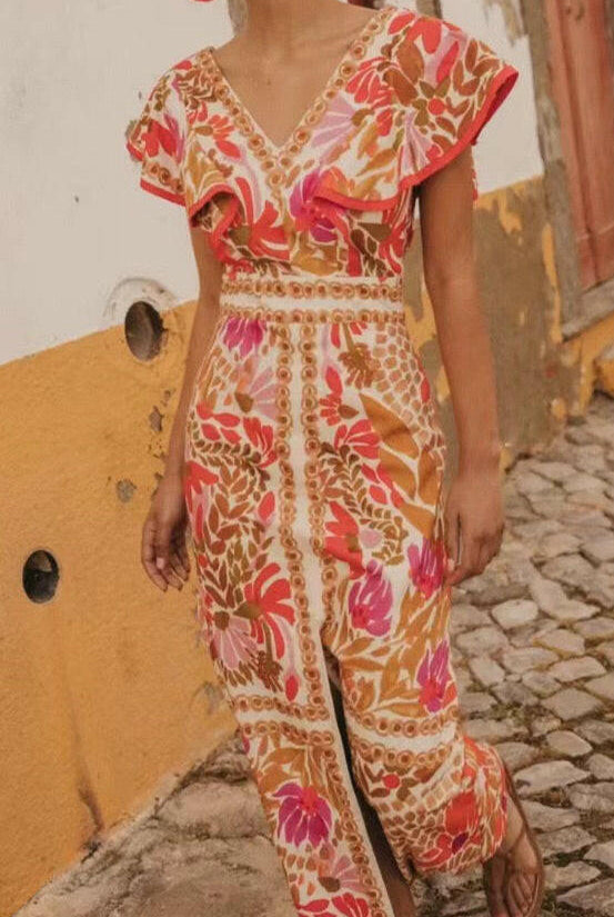 Island Muse Ruffle Maxi Dress-Dresses-Krush Kandy, Women's Online Fashion Boutique Located in Phoenix, Arizona (Scottsdale Area)