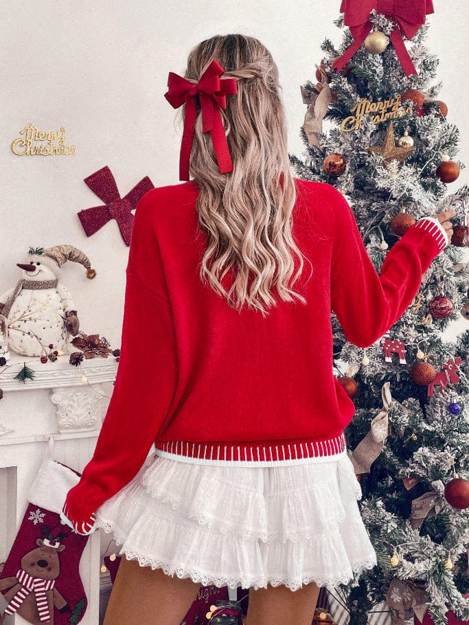Merry Contrast Hem Holiday Sweater-Sweater-Krush Kandy, Women's Online Fashion Boutique Located in Phoenix, Arizona (Scottsdale Area)