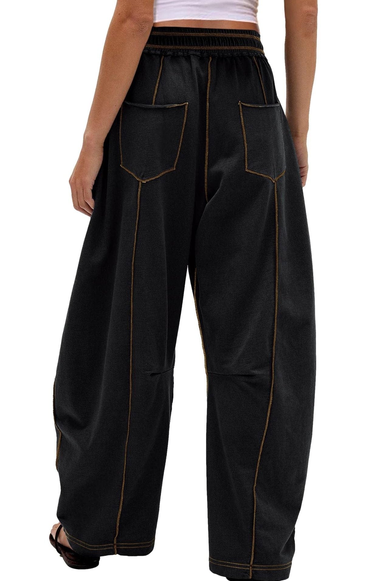 Wide Leg Contrast Barrel Pants-Pants-Krush Kandy, Women's Online Fashion Boutique Located in Phoenix, Arizona (Scottsdale Area)