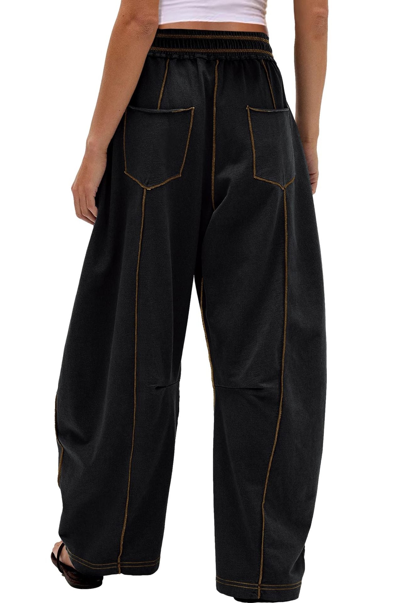 Wide Leg Contrast Barrel Pants-Pants-Krush Kandy, Women's Online Fashion Boutique Located in Phoenix, Arizona (Scottsdale Area)