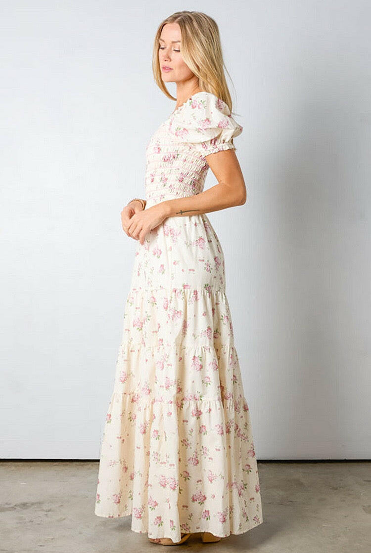 Sweet Magnolia Smocked Maxi Dress-Dresses-Krush Kandy, Women's Online Fashion Boutique Located in Phoenix, Arizona (Scottsdale Area)