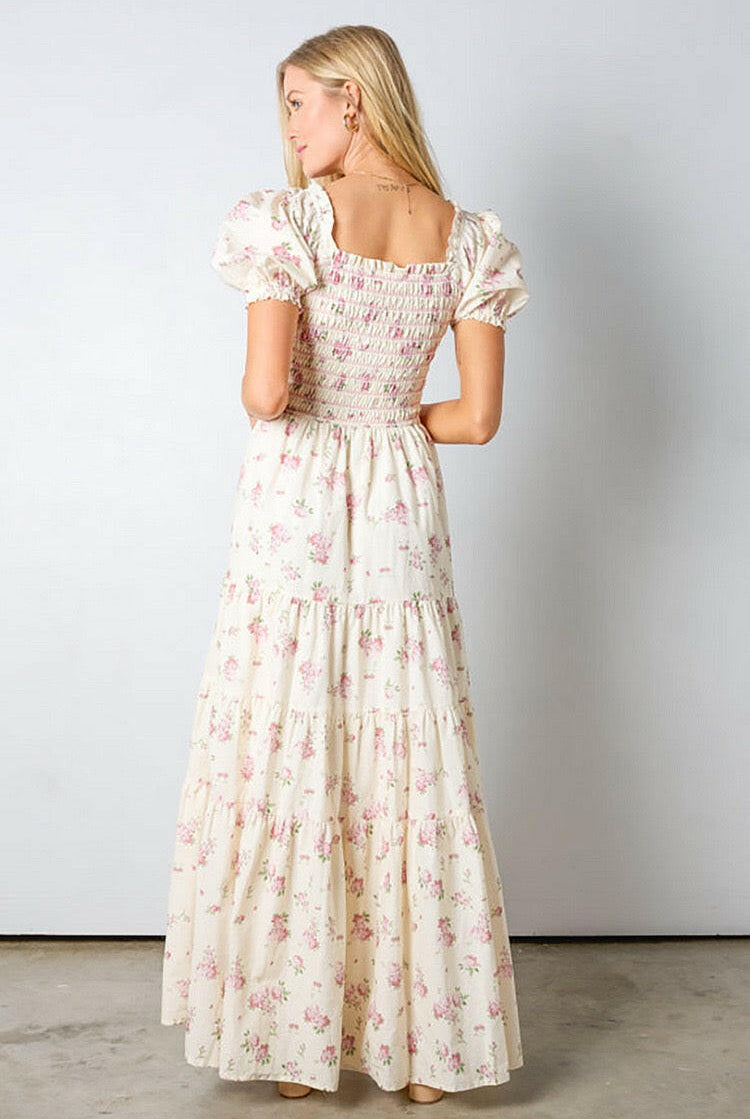 Sweet Magnolia Smocked Maxi Dress-Dresses-Krush Kandy, Women's Online Fashion Boutique Located in Phoenix, Arizona (Scottsdale Area)