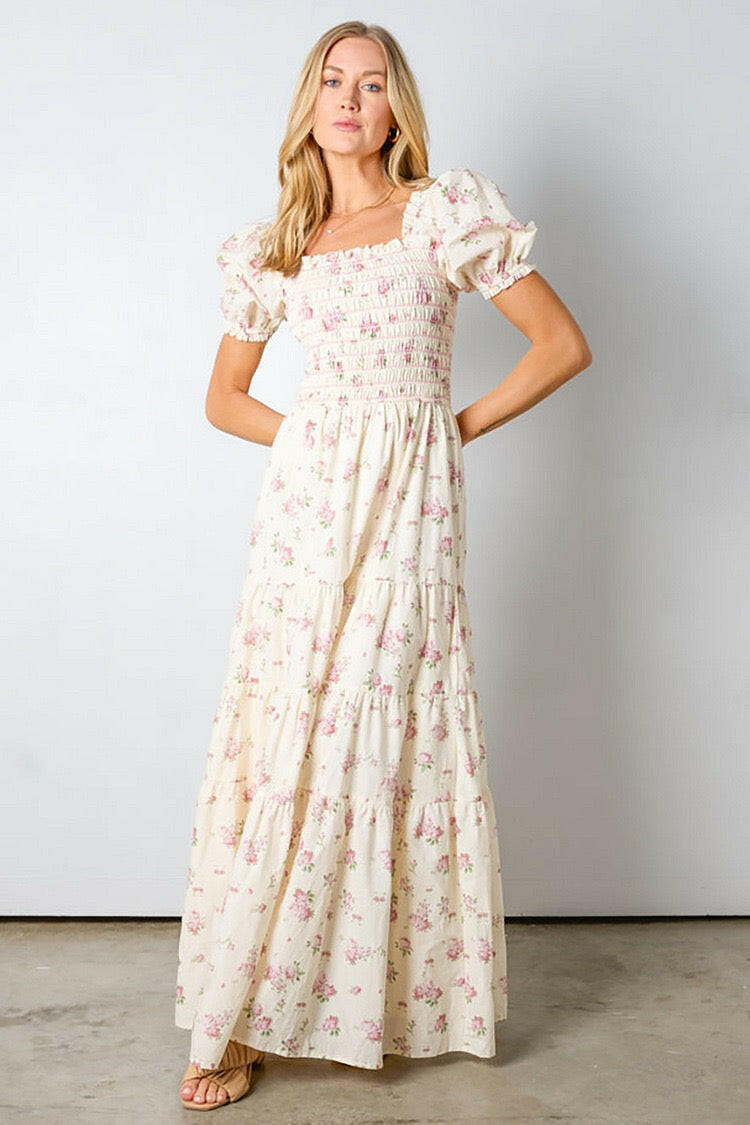 Sweet Magnolia Smocked Maxi Dress-Dresses-Krush Kandy, Women's Online Fashion Boutique Located in Phoenix, Arizona (Scottsdale Area)