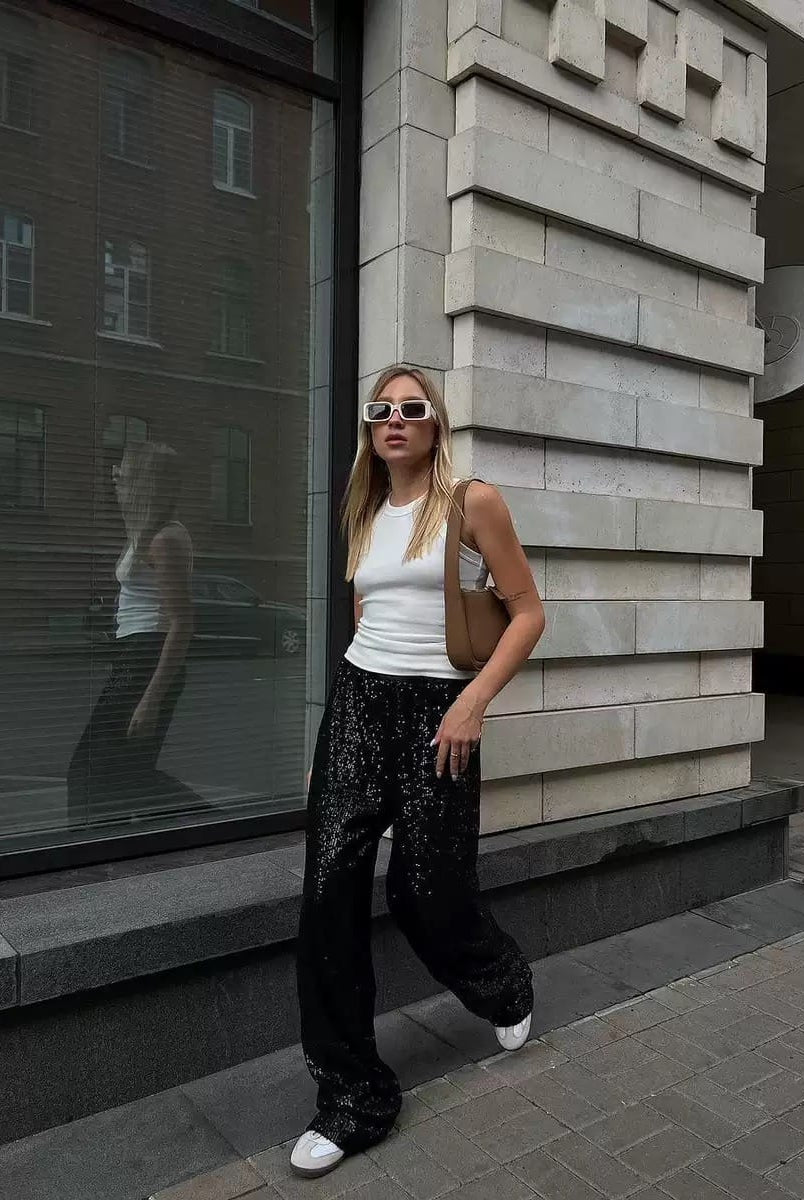Sparkle & Shine Sequin Wide-Leg Pants-Pants-Krush Kandy, Women's Online Fashion Boutique Located in Phoenix, Arizona (Scottsdale Area)