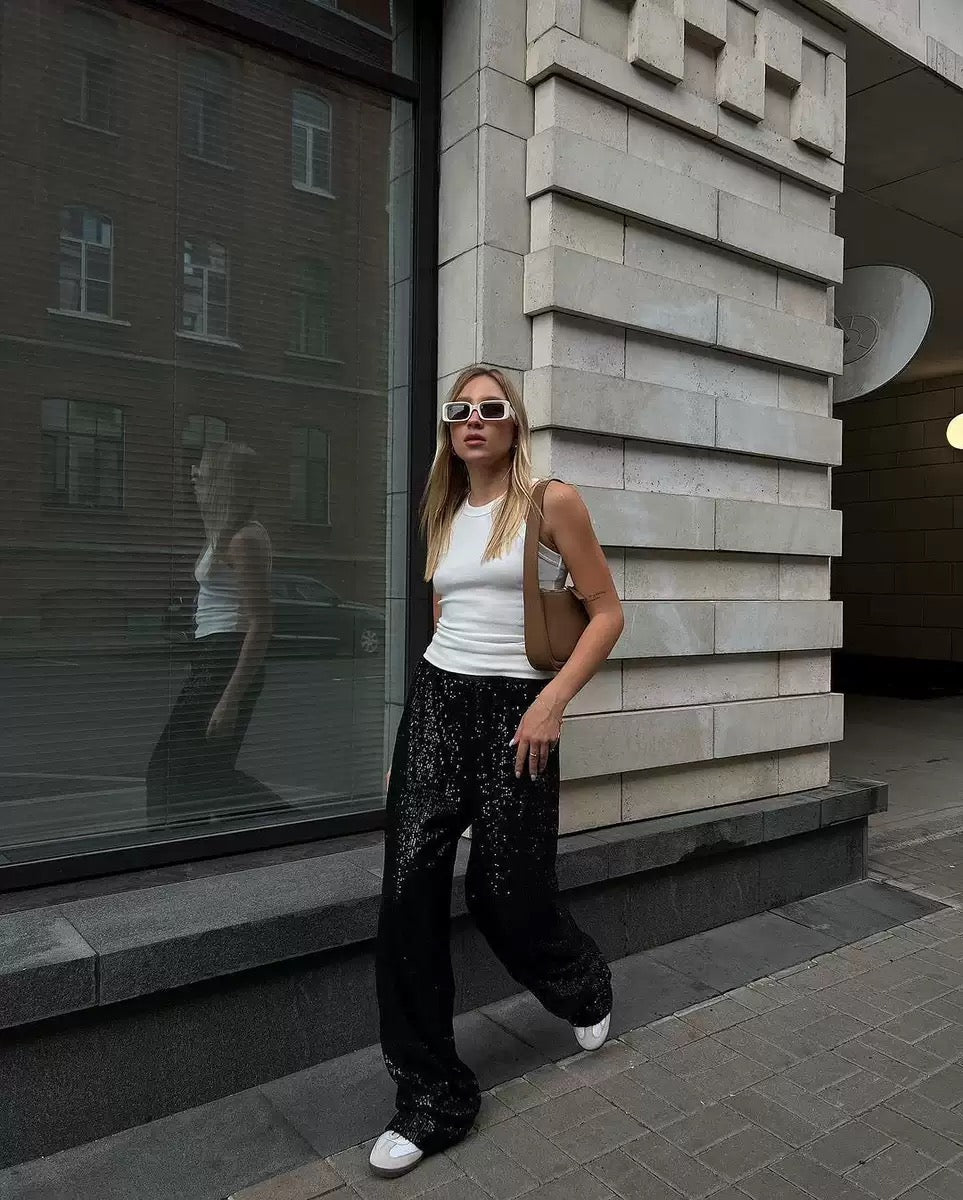 Sparkle & Shine Sequin Wide-Leg Pants-Pants-Krush Kandy, Women's Online Fashion Boutique Located in Phoenix, Arizona (Scottsdale Area)