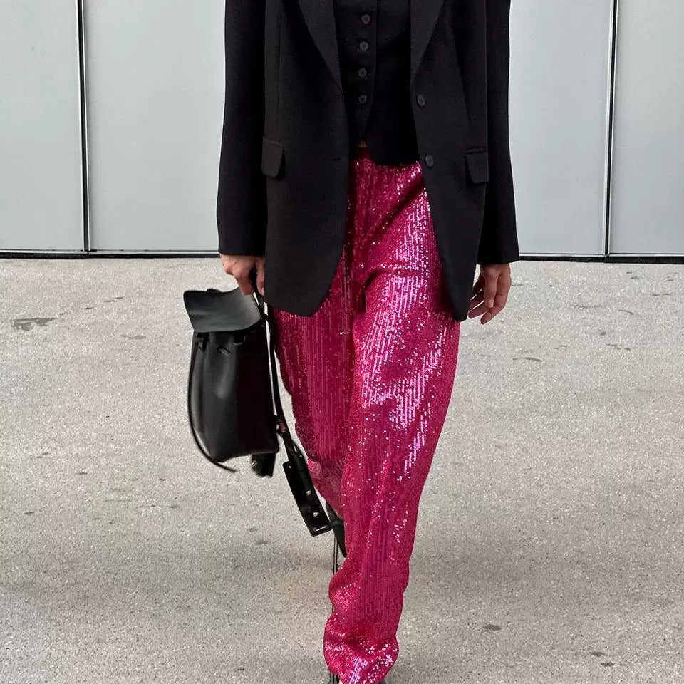 Sparkle & Shine Sequin Wide-Leg Pants-Pants-Krush Kandy, Women's Online Fashion Boutique Located in Phoenix, Arizona (Scottsdale Area)