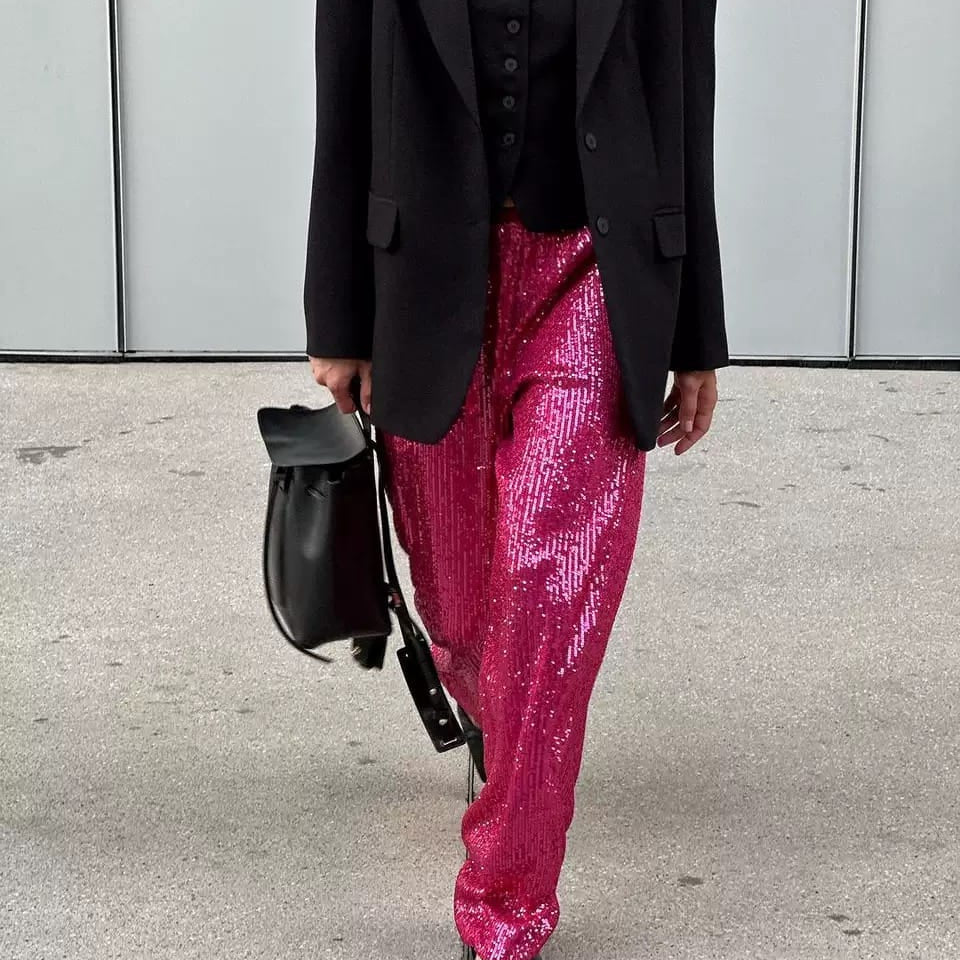 Sparkle & Shine Sequin Wide-Leg Pants-Pants-Krush Kandy, Women's Online Fashion Boutique Located in Phoenix, Arizona (Scottsdale Area)