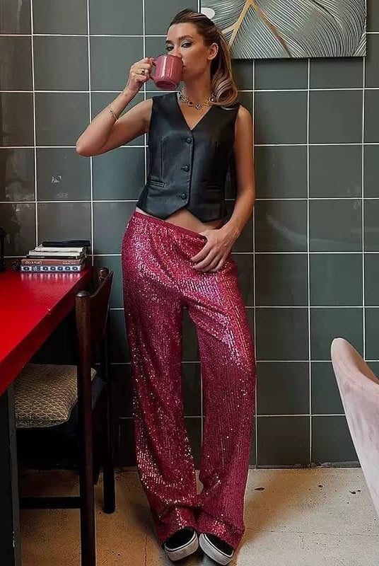 Sparkle & Shine Sequin Wide-Leg Pants-Pants-Krush Kandy, Women's Online Fashion Boutique Located in Phoenix, Arizona (Scottsdale Area)