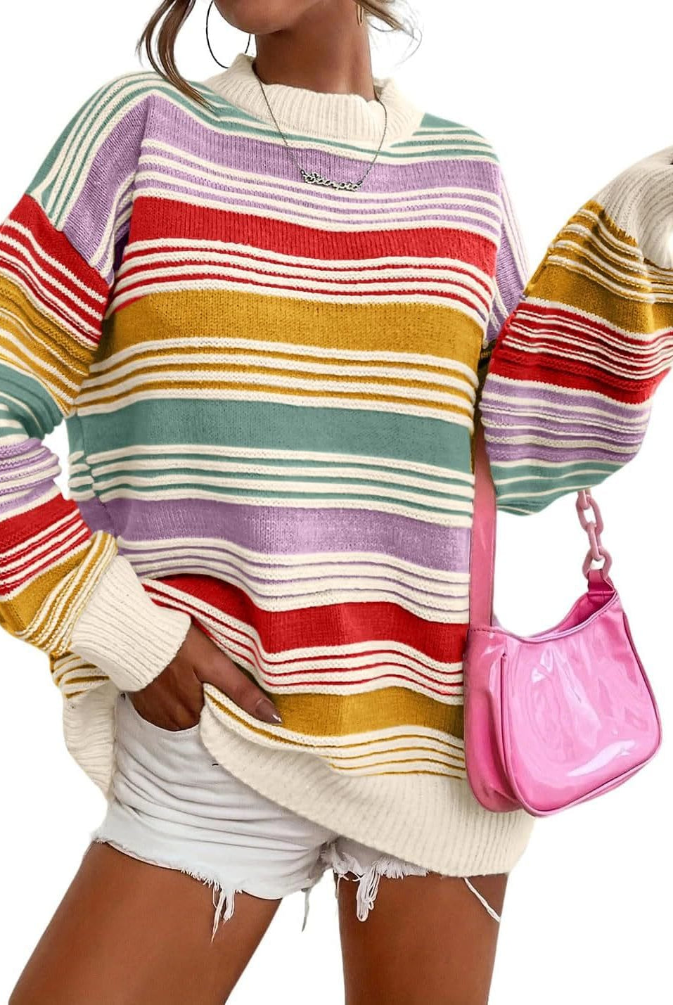 Retro Sunrise Stripe Knit Long Sleeve-Long Sleeve Tops-Krush Kandy, Women's Online Fashion Boutique Located in Phoenix, Arizona (Scottsdale Area)
