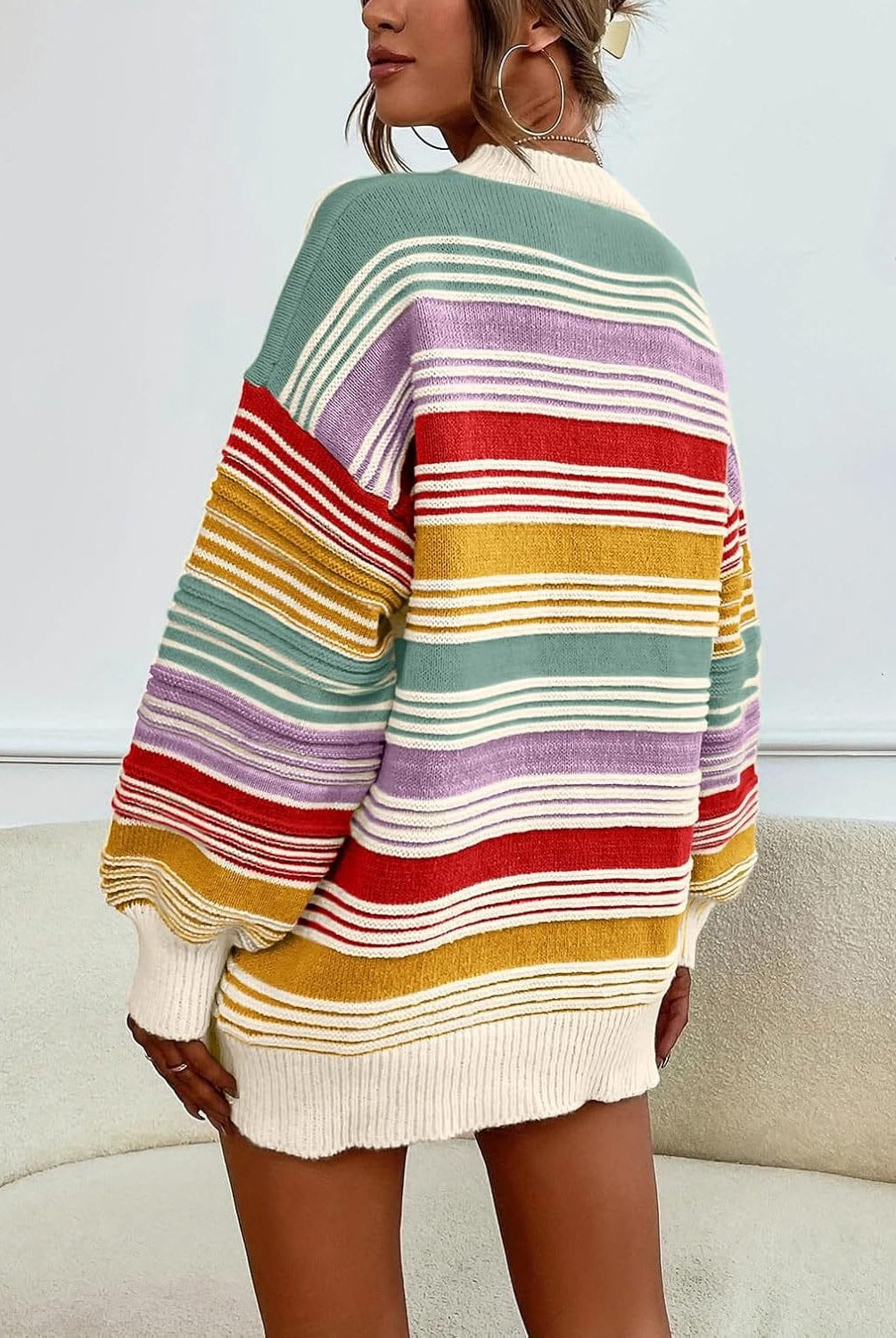 Retro Sunrise Stripe Knit Long Sleeve-Long Sleeve Tops-Krush Kandy, Women's Online Fashion Boutique Located in Phoenix, Arizona (Scottsdale Area)