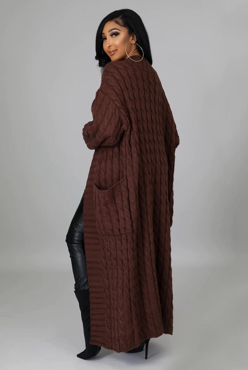 Set The Tone Open Long Knit Pocket Cardigan-Cardigans-Krush Kandy, Women's Online Fashion Boutique Located in Phoenix, Arizona (Scottsdale Area)