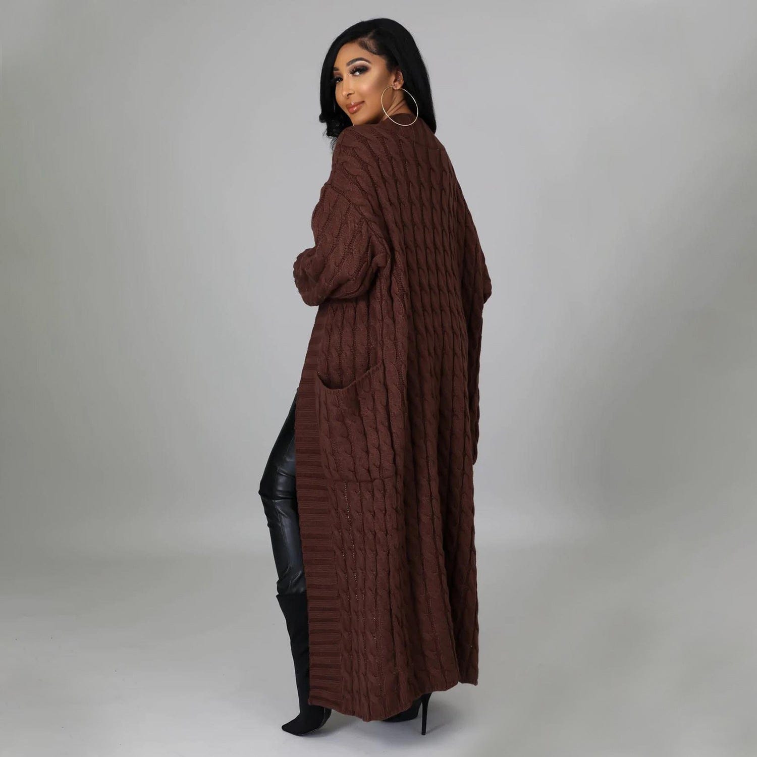 Set The Tone Open Long Knit Pocket Cardigan-Cardigans-Krush Kandy, Women's Online Fashion Boutique Located in Phoenix, Arizona (Scottsdale Area)