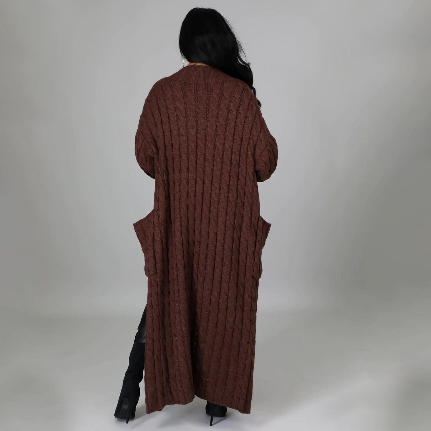 Set The Tone Open Long Knit Pocket Cardigan-Cardigans-Krush Kandy, Women's Online Fashion Boutique Located in Phoenix, Arizona (Scottsdale Area)