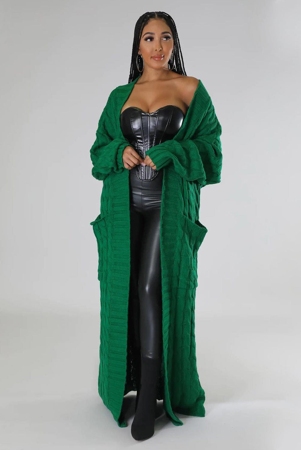 Set The Tone Open Long Knit Pocket Cardigan-Cardigans-Krush Kandy, Women's Online Fashion Boutique Located in Phoenix, Arizona (Scottsdale Area)